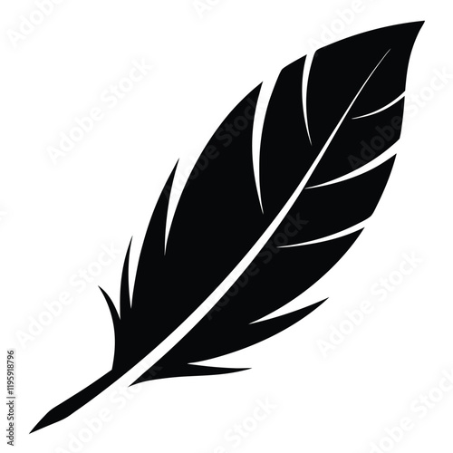 feather silhouette, bird feather silhouette art, quill pen element  