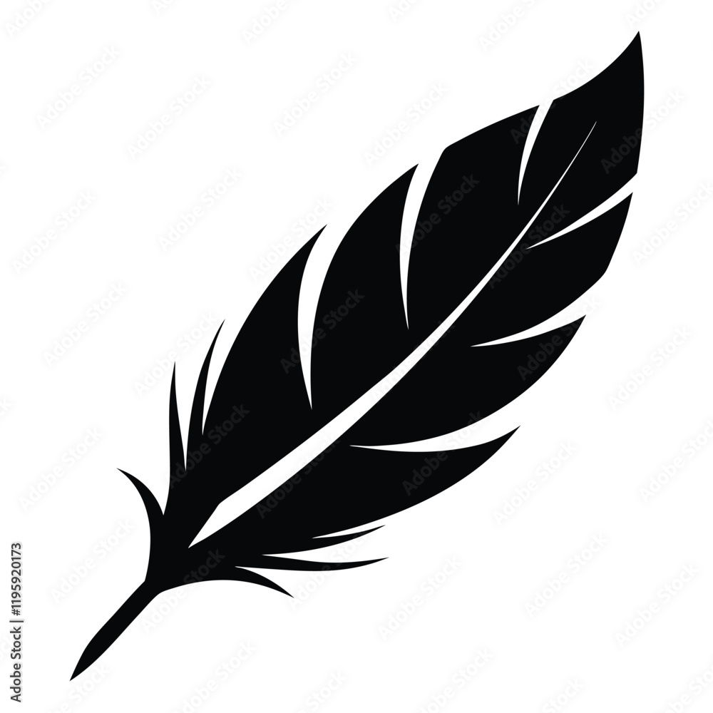 Fototapeta premium feather silhouette, bird feather silhouette art, quill pen element 