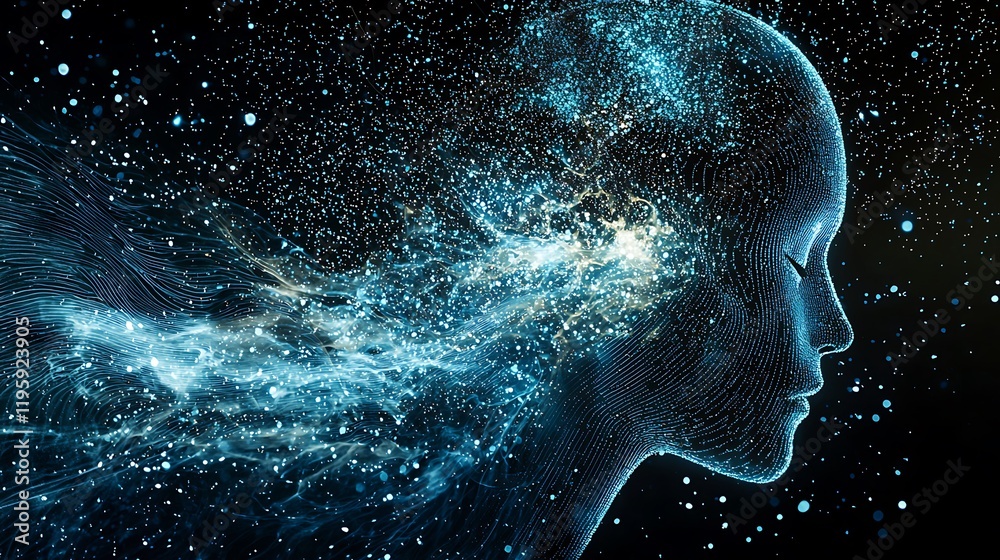 A moving digital 3D wave Futuristic dark background with dynamic blue particles The concept big data Cyberspace Vector illustration A moving digital 3D wave Futuristic dark background with dynamic blue particles The concept big data Cyberspace Vector illustration