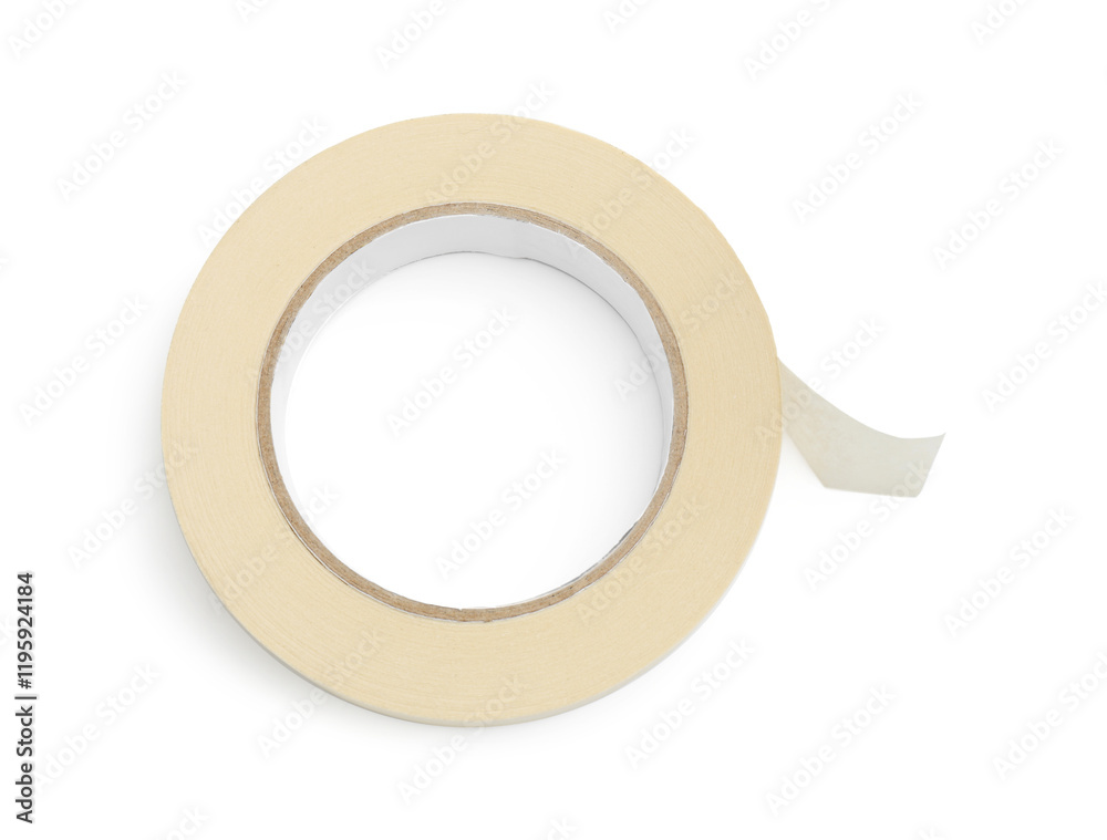 Roll of masking tape isolated on white, top view Roll of masking tape isolated on white, top view