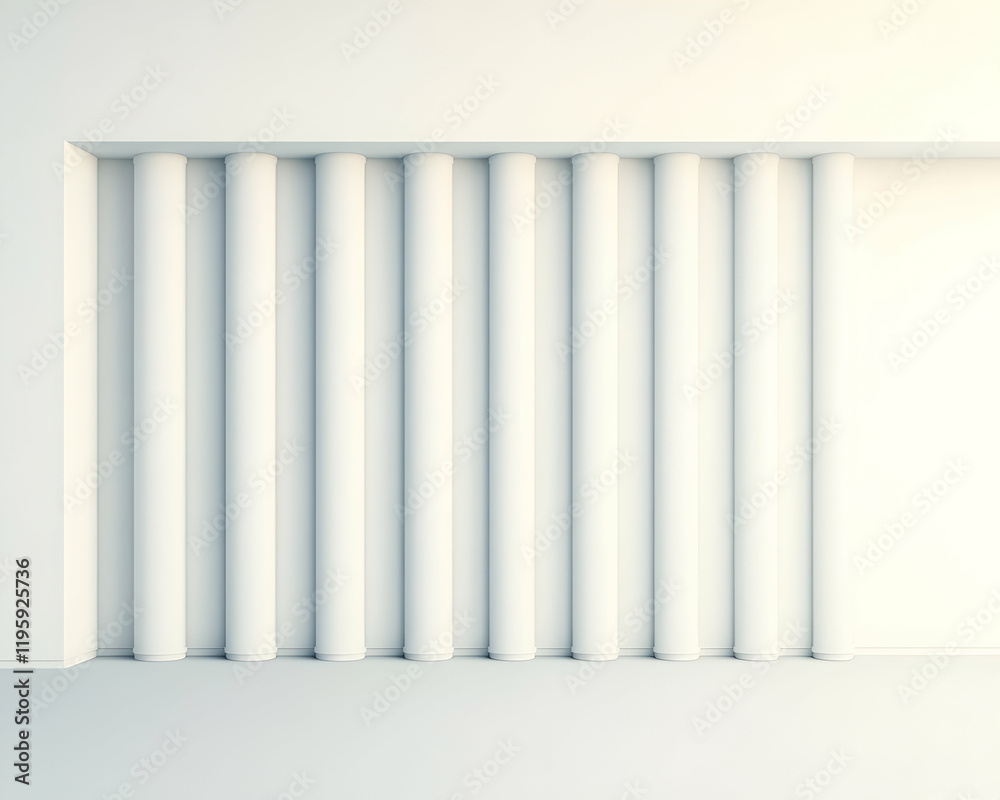 Minimalist white columns interior design, architectural background, empty space, product display Minimalist white columns interior design, architectural background, empty space, product display