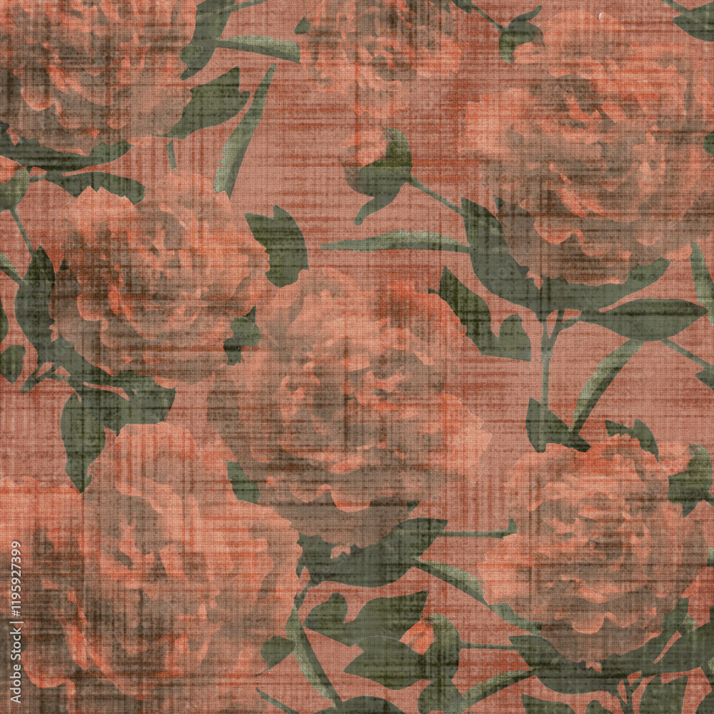 Garden floral paper, seamless fabric with ornamental pattern Garden floral paper, seamless fabric with ornamental pattern