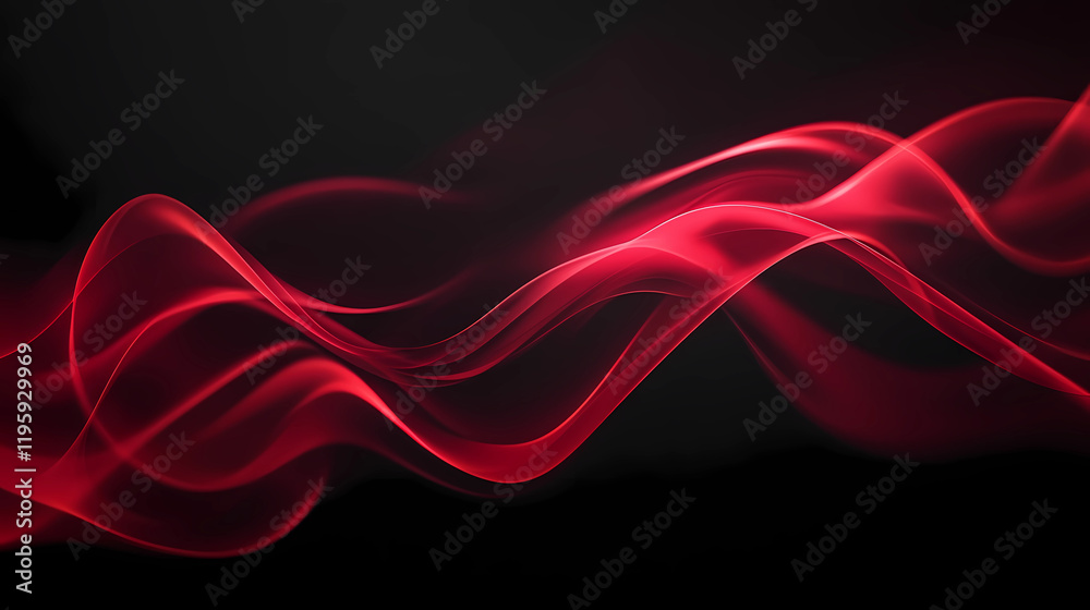 Fototapeta premium Abstract red wave on black background.