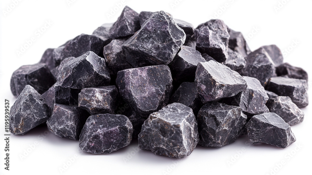 A pile of raw nickel ore before processing isolated on a white background with blurred caption space on the side symbolizing the potential transformation from raw materials to valuable resources

