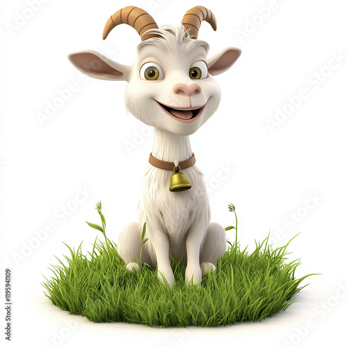 goat, goat farm, goat head, goat cartoon on white background, 3D cartoon photo