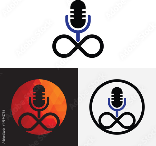 Infinity podcast vector logo design icon illustration.