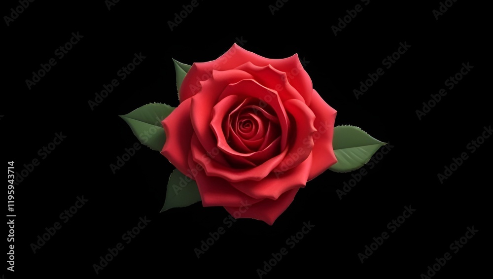 Fototapeta premium red rose isolated on black,realistic flower PNG, single flower on white background, minimalist floral design, elegant rose illustration, flower clipart PNG, modern floral graphic, realistic rose PNG, 