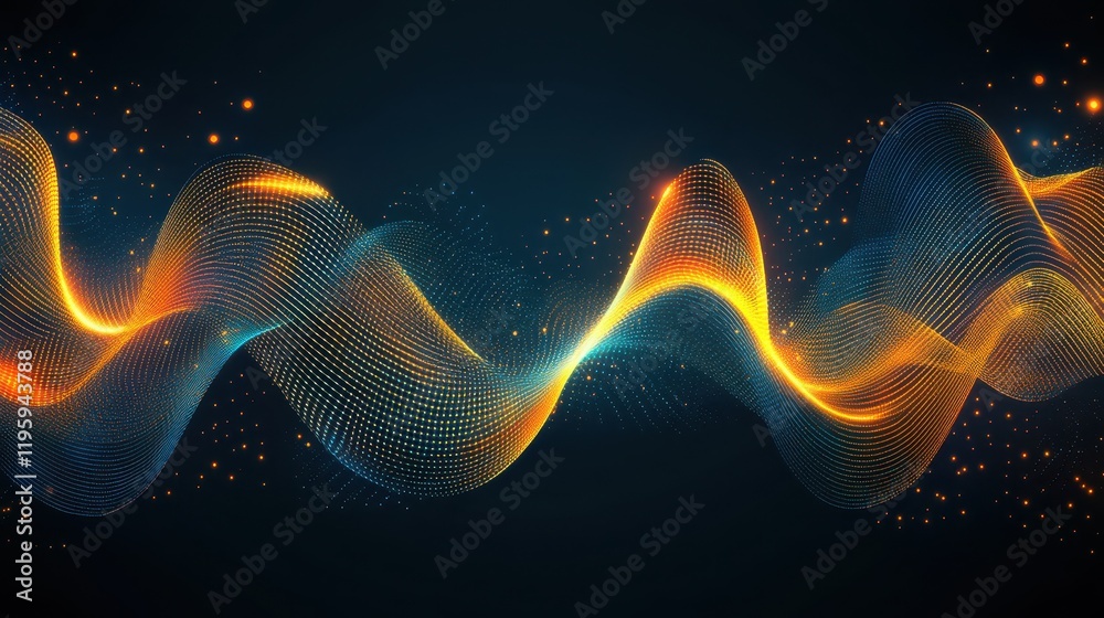 Fototapeta premium Abstract Orange And Blue Glowing Waves Design