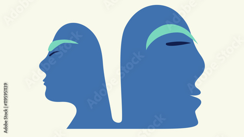 Primitive people with an unusual appearance and a strange head shape. Vector. 