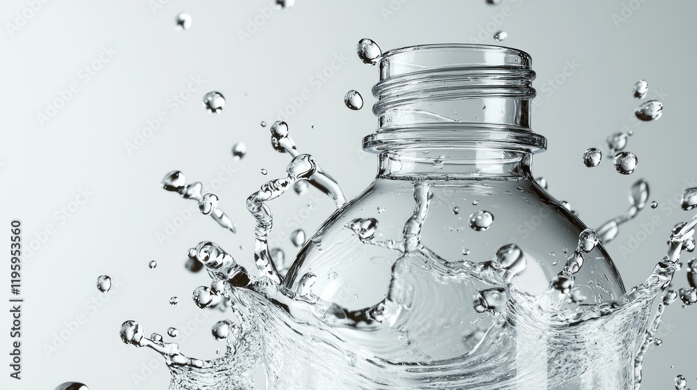 Water splashing plastic bottle, studio, advertising Water splashing plastic bottle, studio, advertising