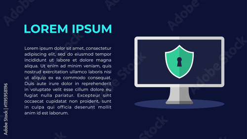 Computer Security Infographic - Editable Vector : Suitable for Infographics with Technology, Internet and Security Theme.