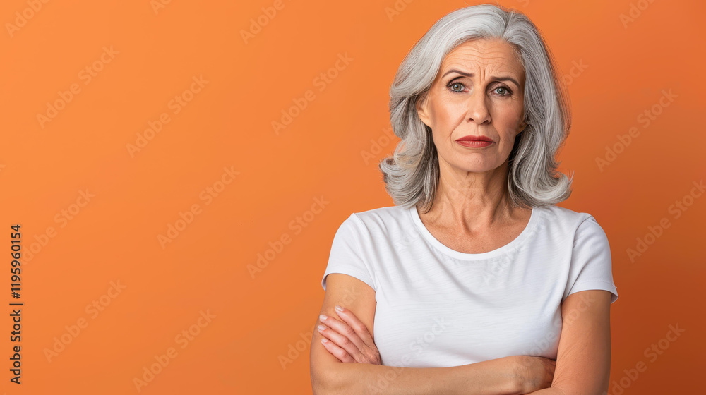 A thoughtful retiree in deep contemplation, set against a warm orange backdrop, perfect for conveying emotion and reflection. A thoughtful retiree in deep contemplation, set against a warm orange backdrop, perfect for conveying emotion and reflection.