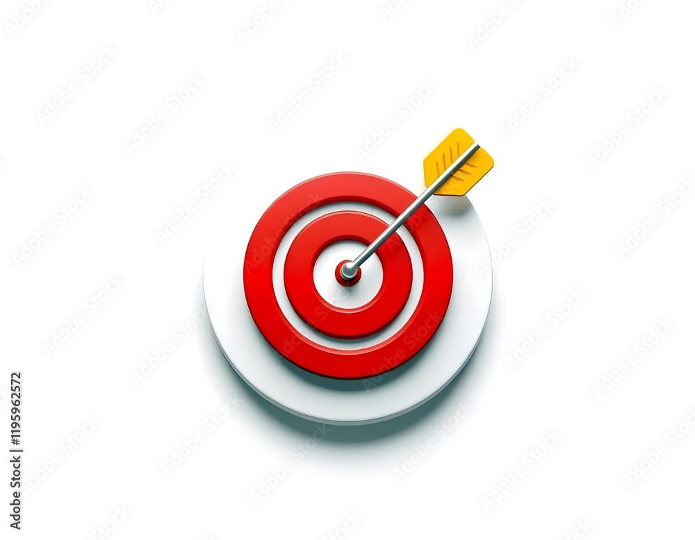 3D Target Icon with Bullseye and Arrow Highlighting Goals and Achievement for Startup Success 3D Target Icon with Bullseye and Arrow Highlighting Goals and Achievement for Startup Success