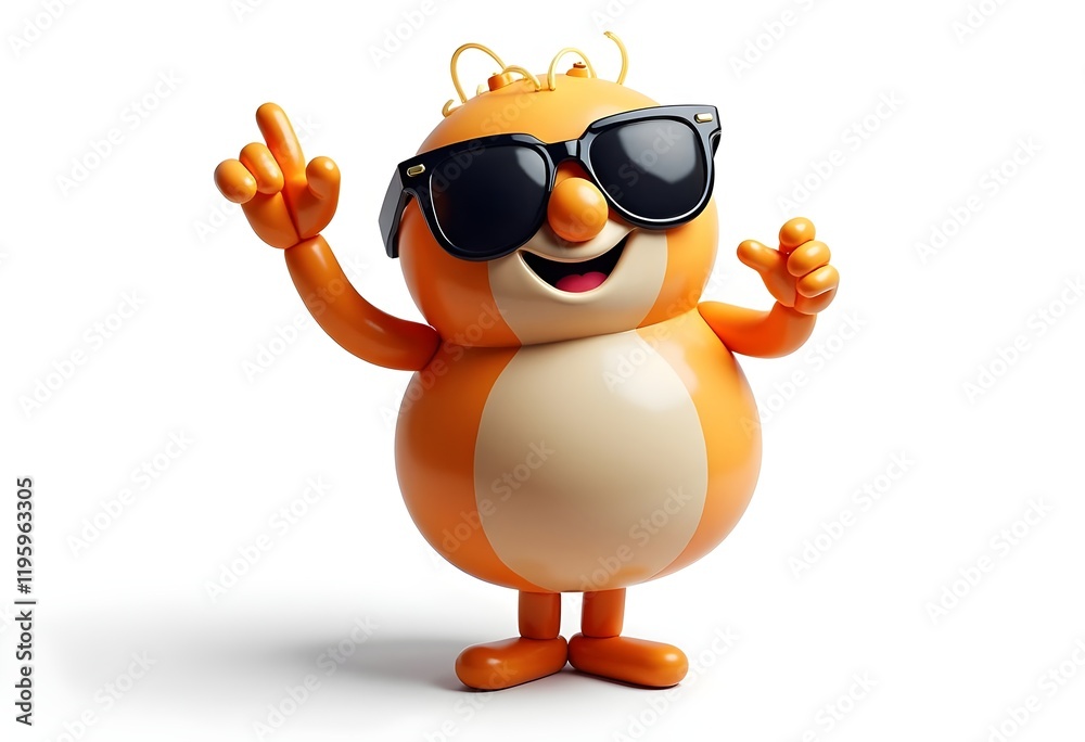Obraz premium Stylish Balloon Mascot in Sunglasses Posing Confidently on White Background