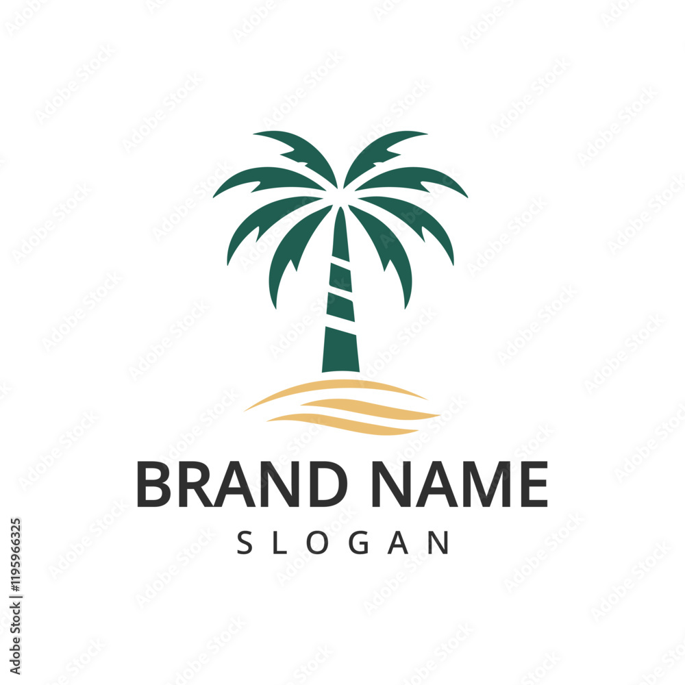 Palm tree logo vector icon illustration
