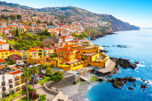 Panoramic view of the capital of Madeira island Funchal, Portugal 