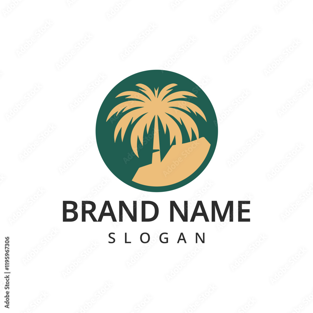 Obraz premium Palm tree logo vector icon illustration