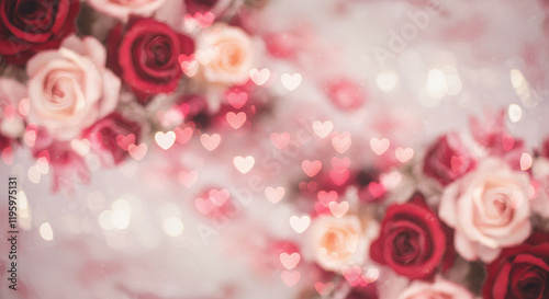 Romantic Rose Bouquet with Heart Bokeh for Valentine's Day