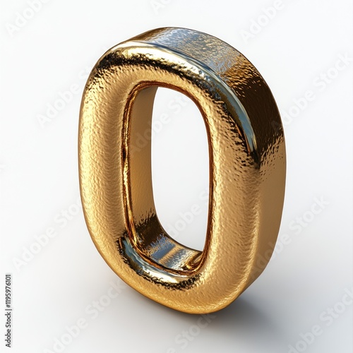 Golden Number Zero: A 3D Render of a Luxurious Digit photo