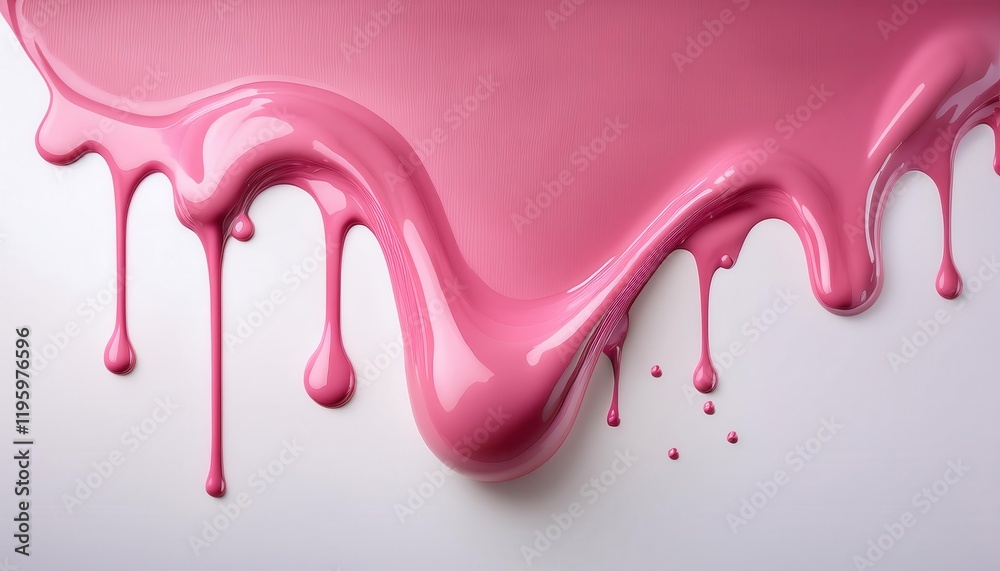 Naklejka premium Dripping Pink Liquid Paint on White Surface