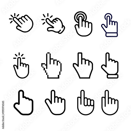 Icon set hand cursor icons click set. Computer mouse. Illustration vector.