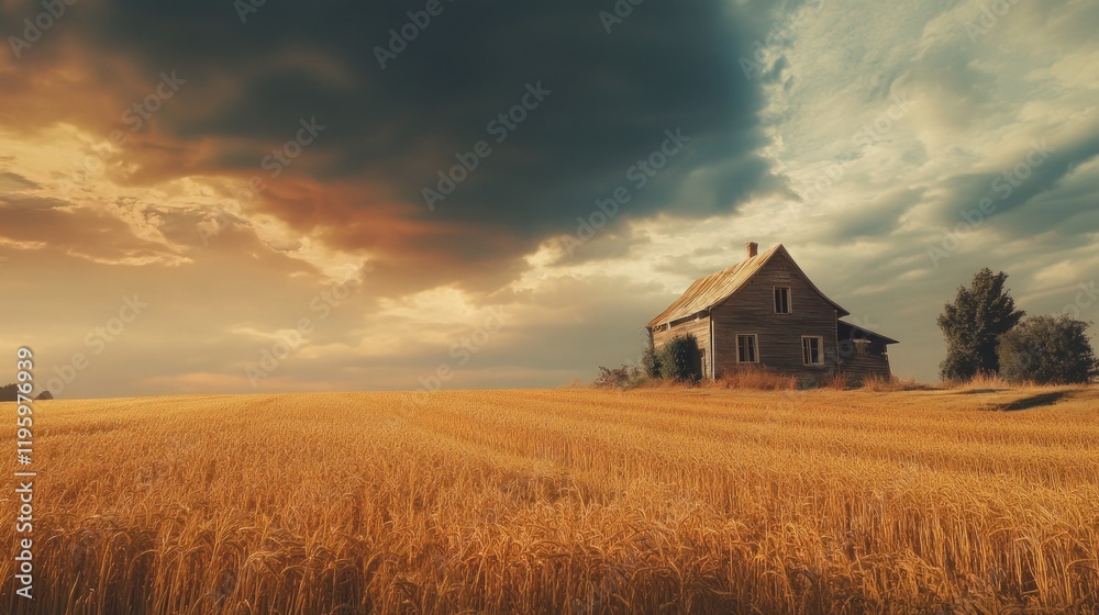 Lone House in a Golden Field Lone House in a Golden Field