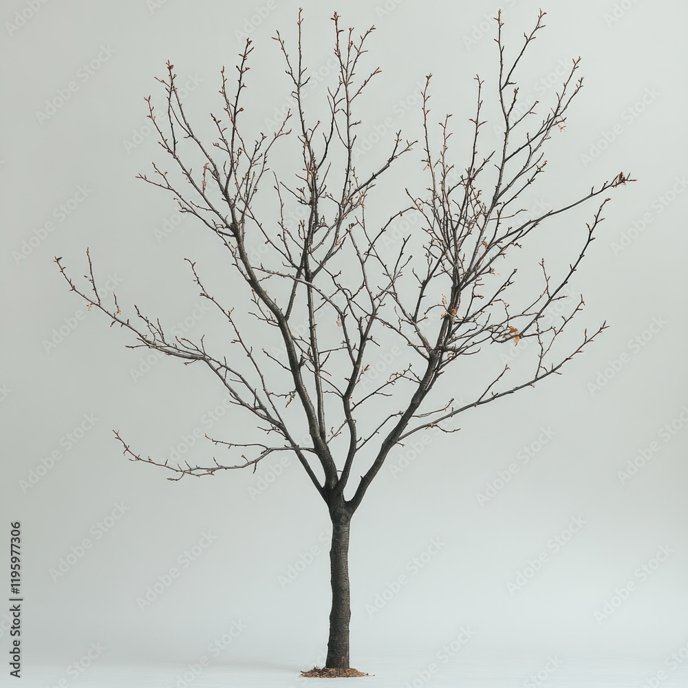 Bare Tree in Minimalist Setting: A Study in Winter's Hues Bare Tree in Minimalist Setting: A Study in Winter's Hues
