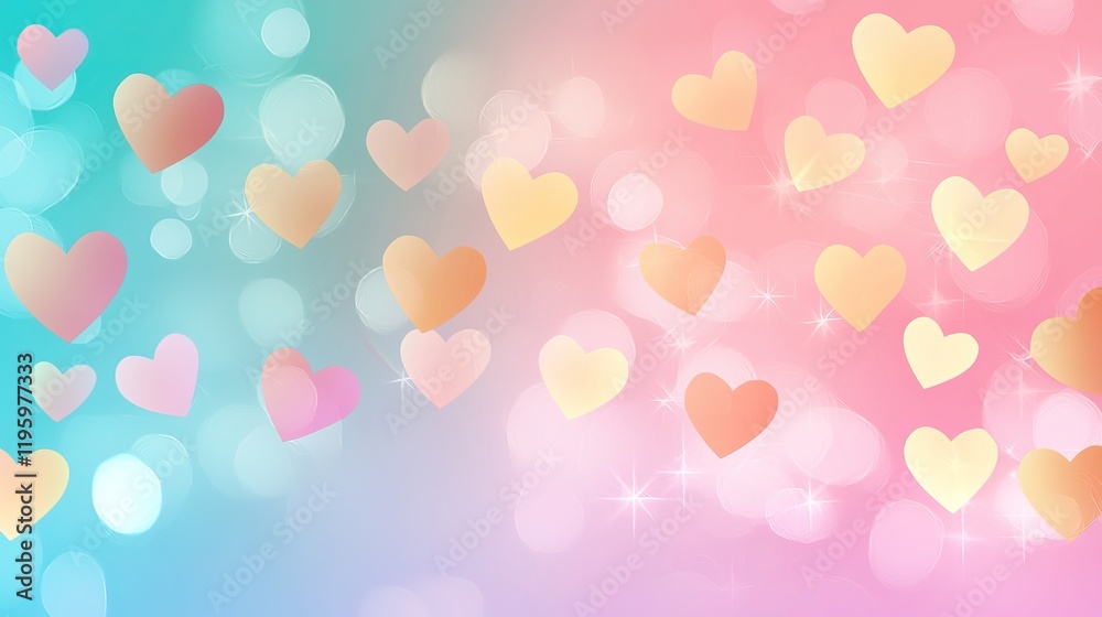 A soft pastel gradient background adorned with floating hearts, creating a romantic and whimsical atmosphere A soft pastel gradient background adorned with floating hearts, creating a romantic and whimsical atmosphere