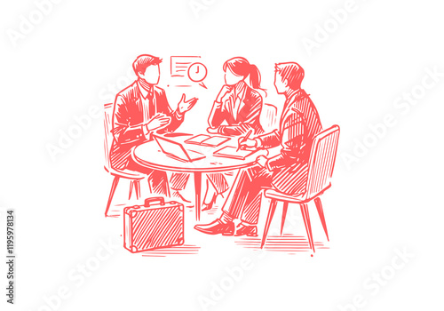 business discussion hand drawn sketch