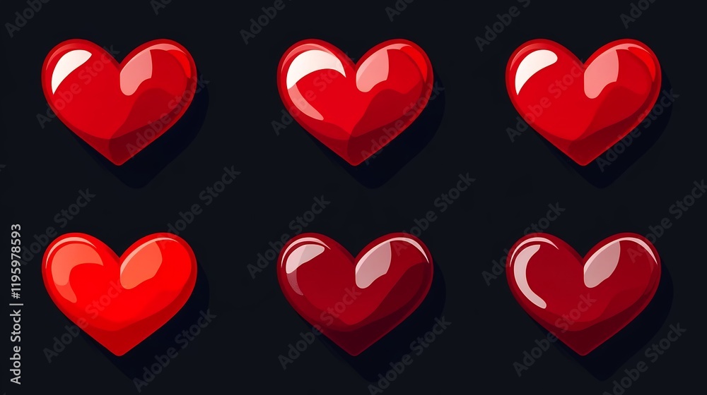 Shiny Red Hearts Graphic Pack for Valentine's Day Shiny Red Hearts Graphic Pack for Valentine's Day
