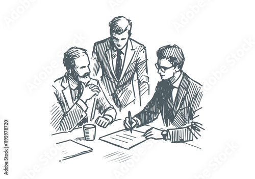 business discussion hand drawn sketch