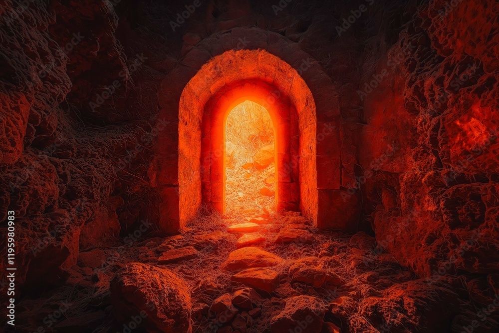 Fototapeta premium Hell's entrance, the underworld's entrance, and the nether portal