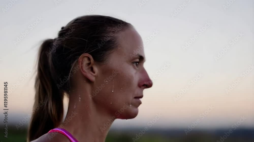 Running in the Early Morning Light With Focus and Determination Running in the Early Morning Light With Focus and Determination
