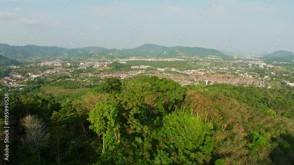 Drone view fly over tropical rainforest in Phuket Thailand Drone view fly over tropical rainforest in Phuket Thailand