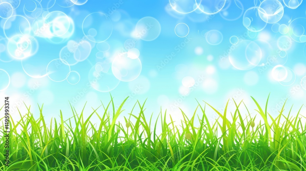 Vibrant Green Grass Meadow Under a Bright Sunny Sky. Vibrant Green Grass Meadow Under a Bright Sunny Sky.