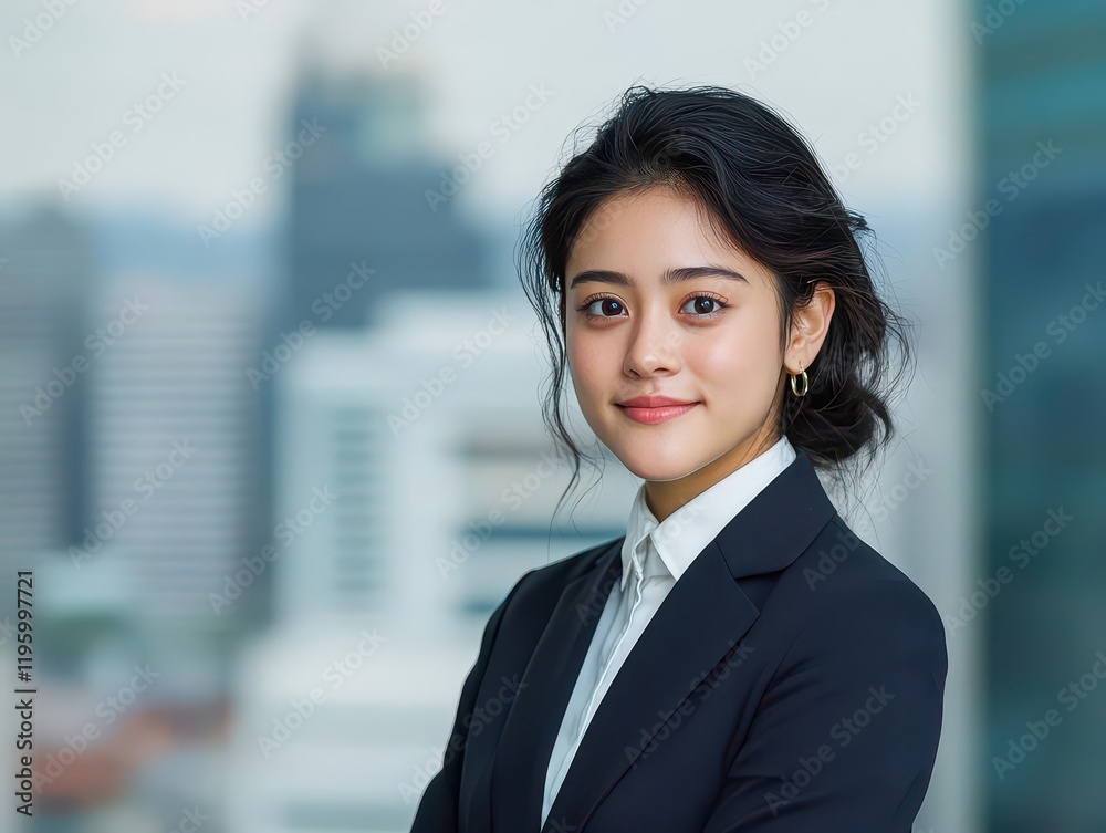 Portrait of a confident woman in a professional suit, urban background Portrait of a confident woman in a professional suit, urban background