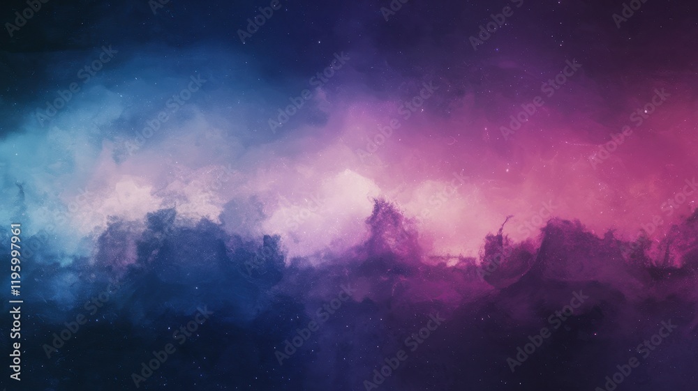 Fototapeta premium A vibrant cosmic landscape featuring deep blues and purples, evoking a sense of wonder and tranquility in the vastness of space.