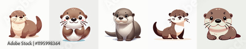 vector set of cute and adorable otters