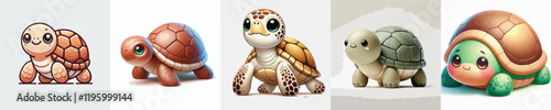 very cute and adorable turtle vector