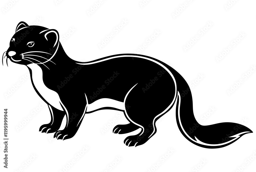 mink black silhouette white background mink black silhouette white background
