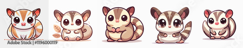 collection of cute and adorable sugar glider vectors