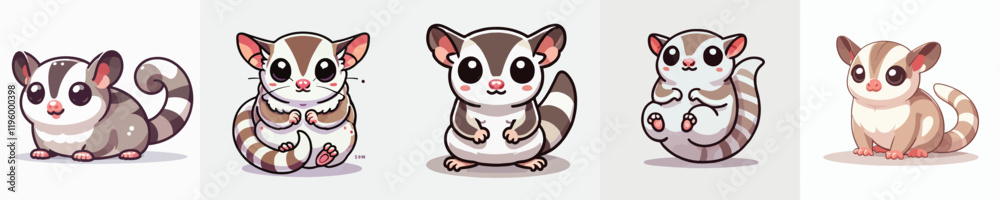collection of cute and adorable sugar glider vectors collection of cute and adorable sugar glider vectors