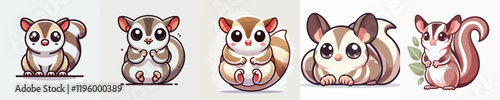 collection of cute and adorable sugar glider vectors