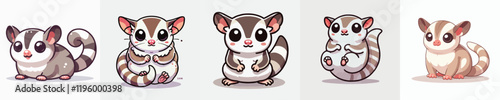 collection of cute and adorable sugar glider vectors