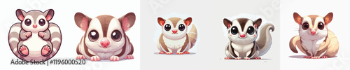 collection of cute and adorable sugar glider vectors