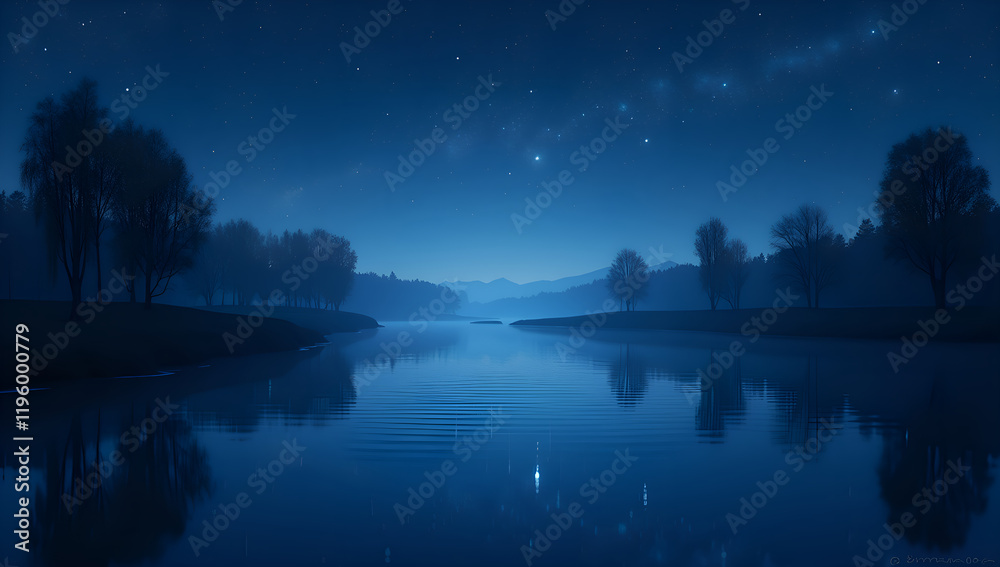 Fototapeta premium Celestial Symphony Over Quiet Waters