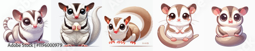 collection of cute and adorable sugar glider vectors
