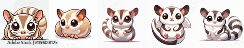 collection of cute and adorable sugar glider vectors