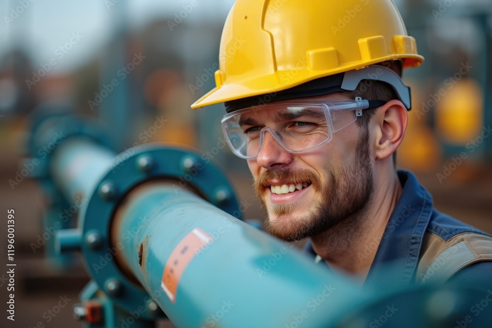 custom made wallpaper toronto digitalA close-up of a worker's face in safety goggles and a dusty red helmet, sweat dripping as they inspect a gas pipeline under a harsh sun