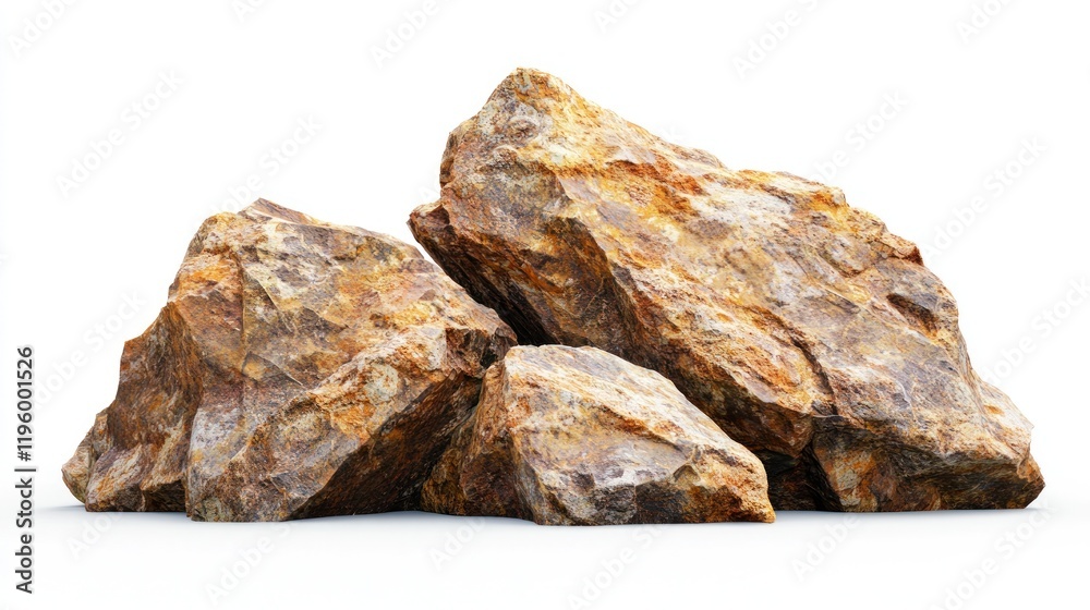 Three Large Boulders Isolated on White Background Three Large Boulders Isolated on White Background